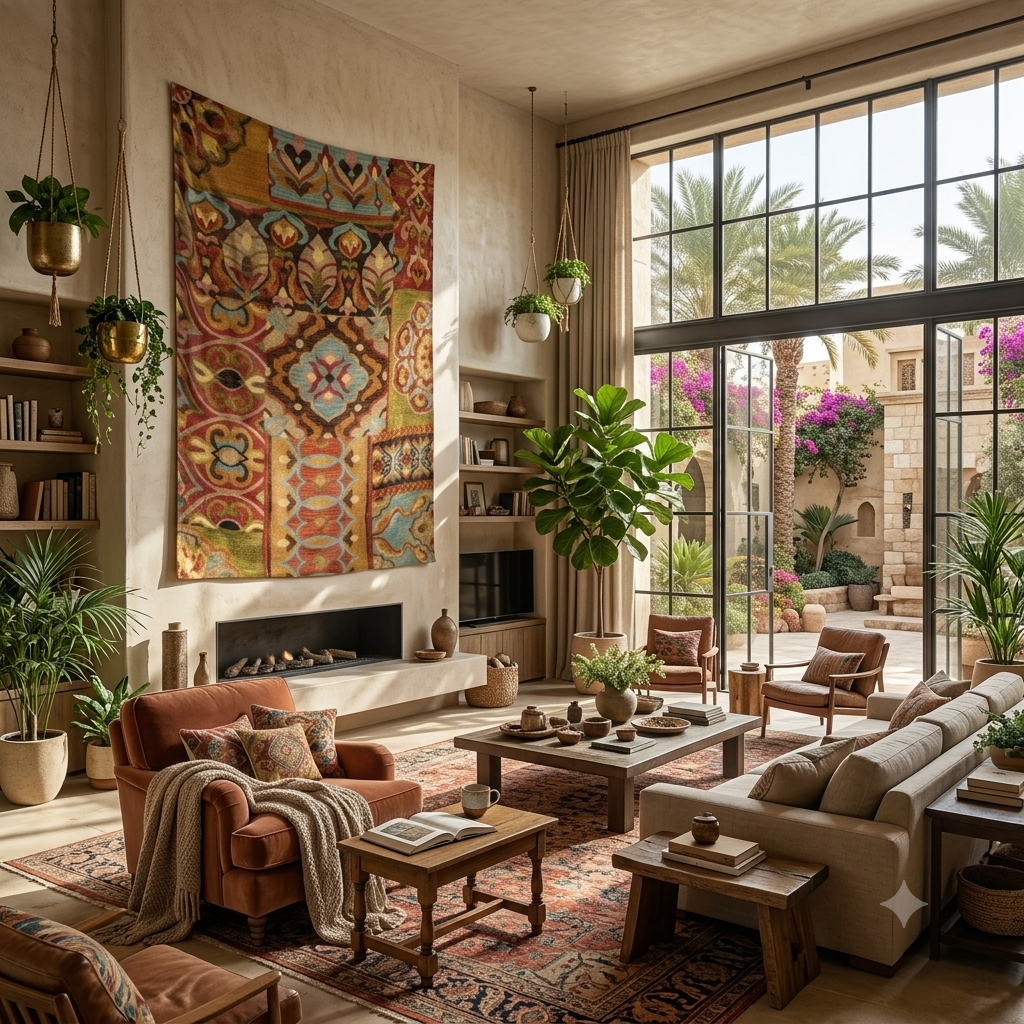 Bohemian Patchwork Mosaic Fabric Wall Tapestry