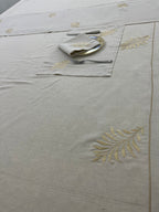 Golden Leaf Luxury Embroidered Table Linen Collection – 100% Egyptian Cotton & Linen