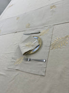 Golden Leaf Luxury Embroidered Table Linen Collection – 100% Egyptian Cotton & Linen