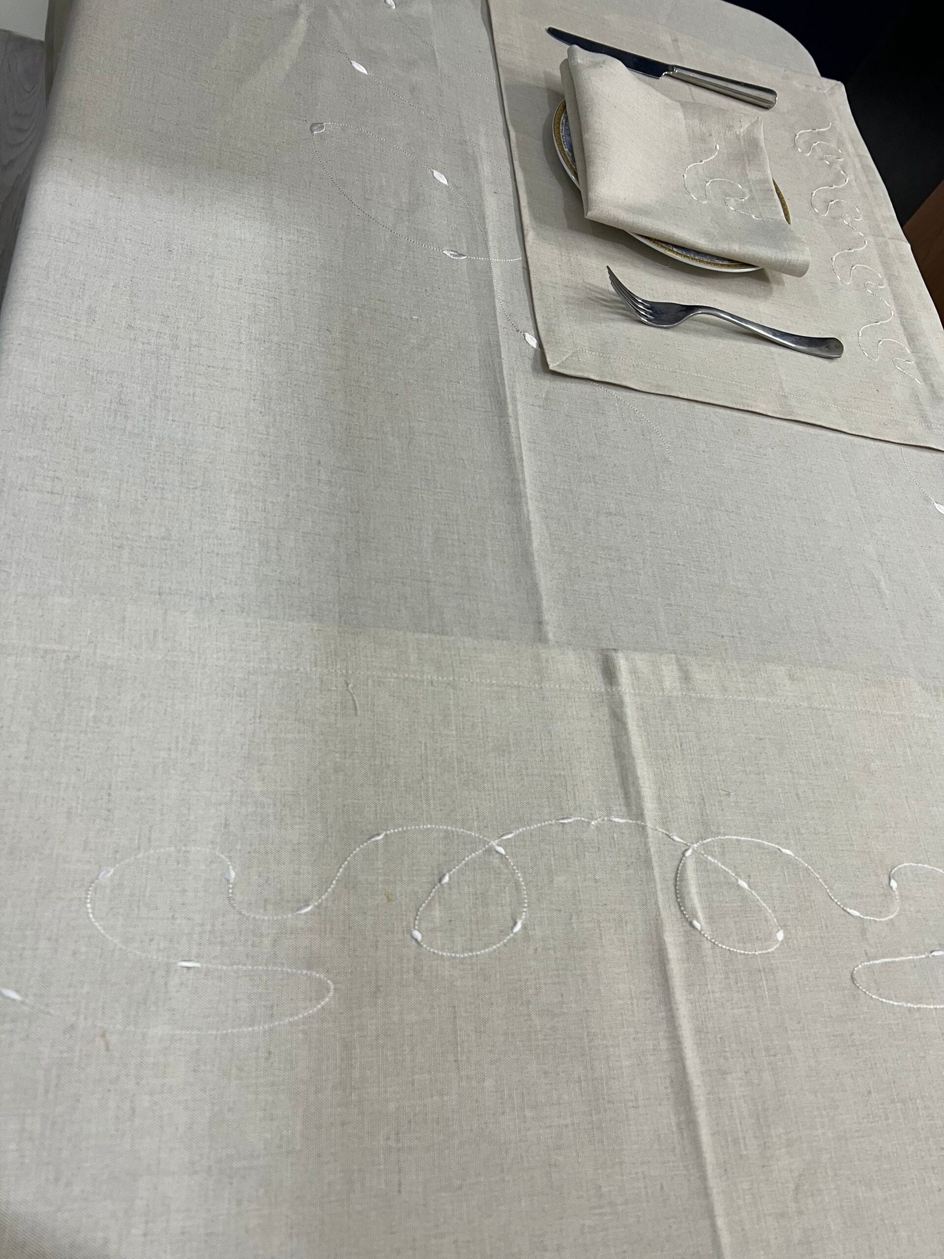 Wave Luxury Embroidered Table Linen Collection – 100% Egyptian Cotton & Linen