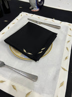 Leaf Luxury Embroidered Table Linen Collection – 100% Egyptian Cotton & Linen