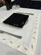 Leaf Luxury Embroidered Table Linen Collection – 100% Egyptian Cotton & Linen