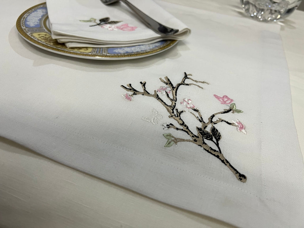 Branch Luxury Embroidered Table Linen Collection – 100% Egyptian Cotton & Linen