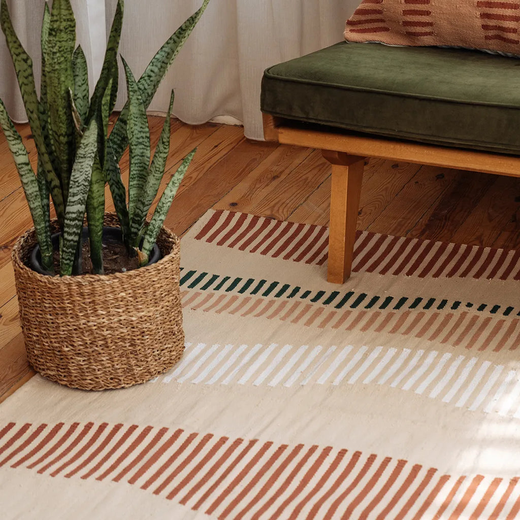 Hatches Handwoven Cotton Rug