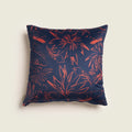Navy Blue & Coral Floral Prints Cushion