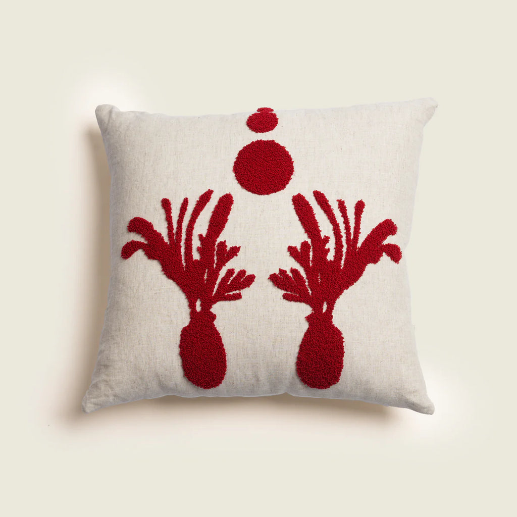 Red Coral Tufted Cushion