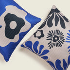 Blue Floral Linen Cushion