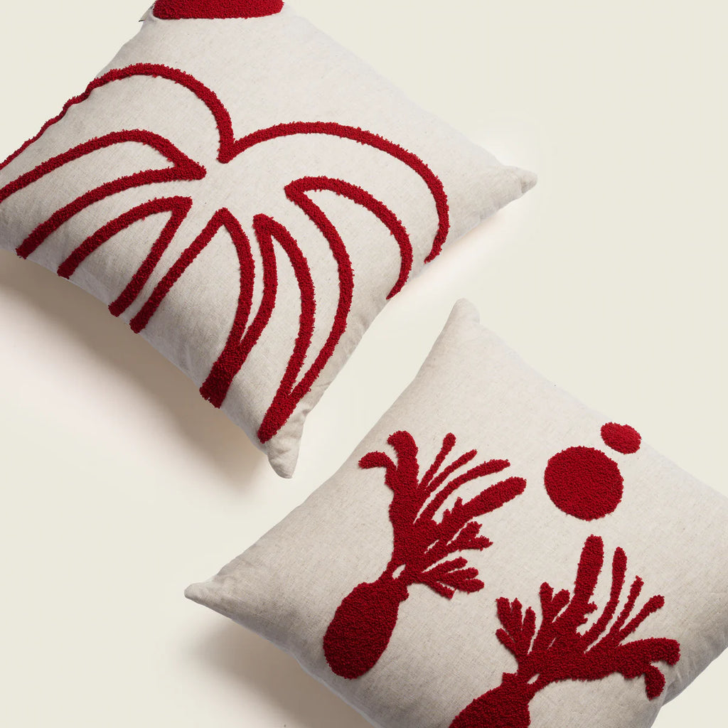 Red Coral Tufted Cushion