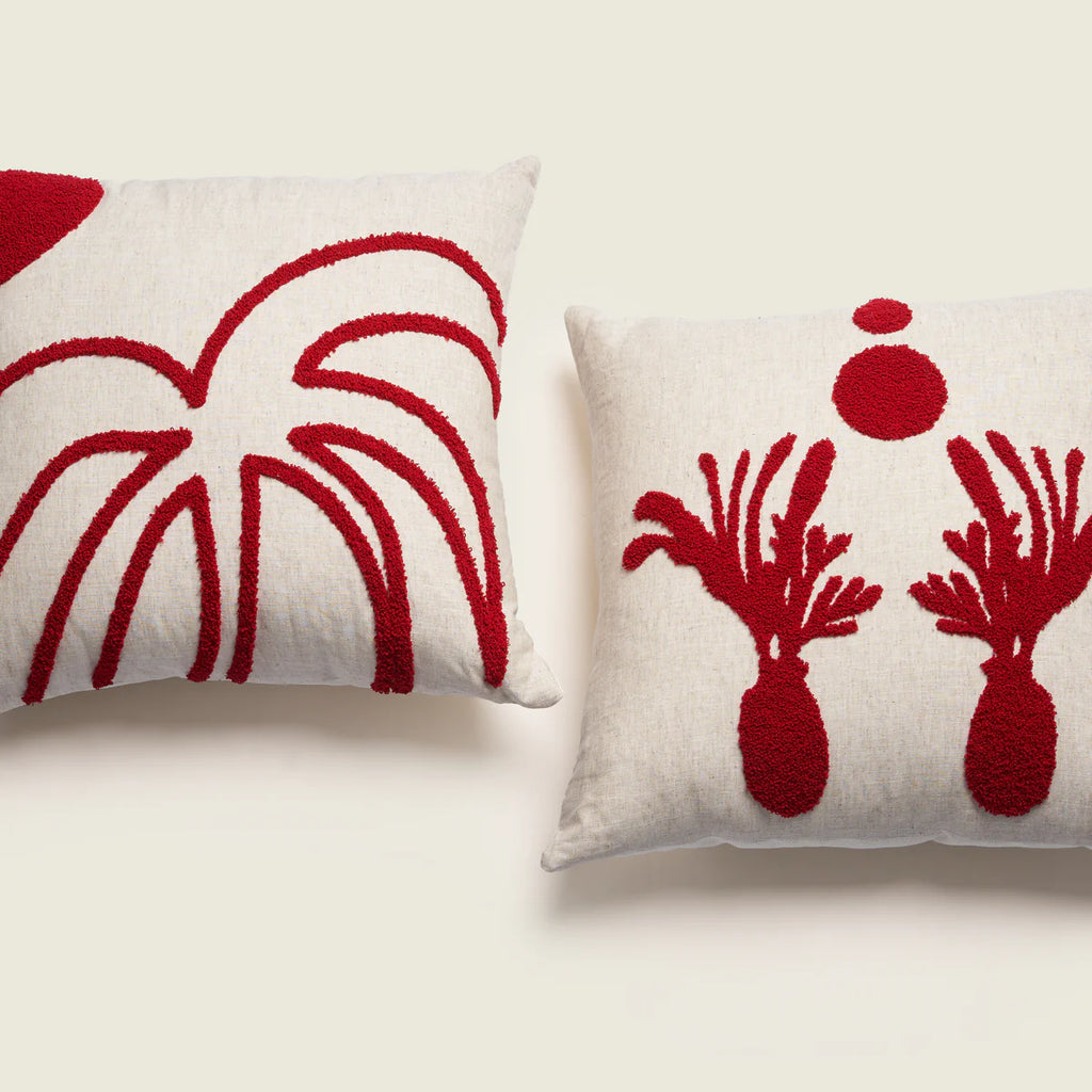 Red Coral Tufted Cushion