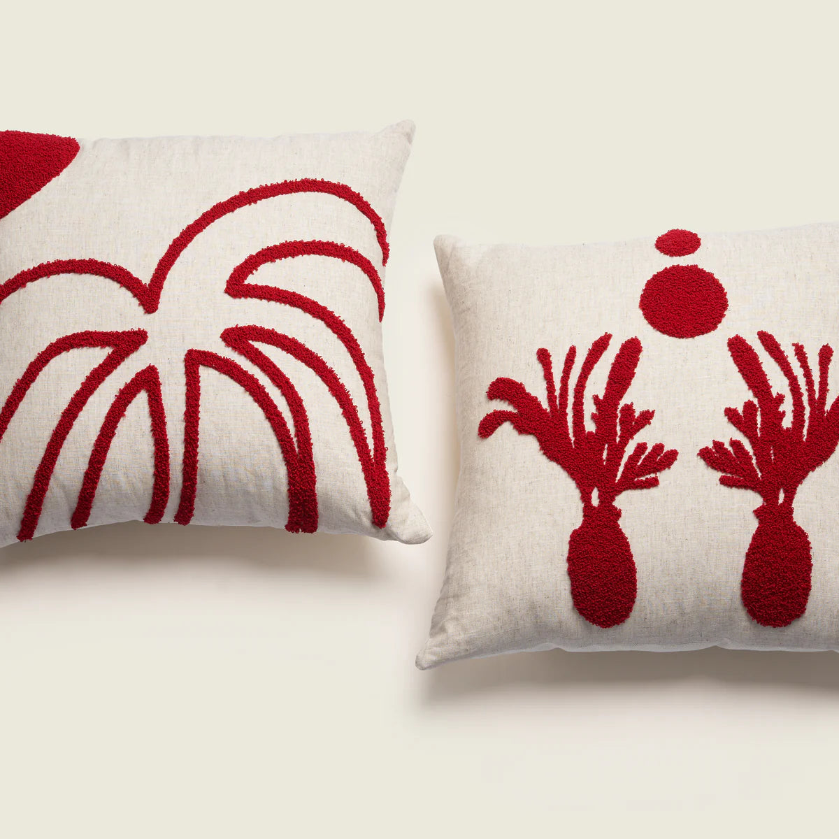 Red Coral Tufted Cushion