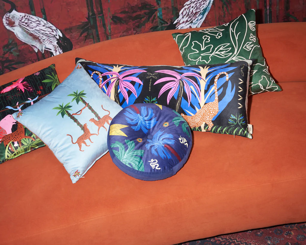 Tiger And Palm In Jungle Cushion