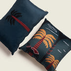 Velvet Checkered Palm Tree Cushion