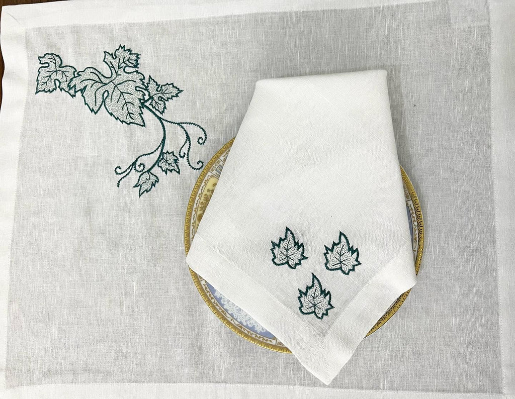 Tree Luxury Embroidered Table Linen Collection – 100% Egyptian Cotton & Linen