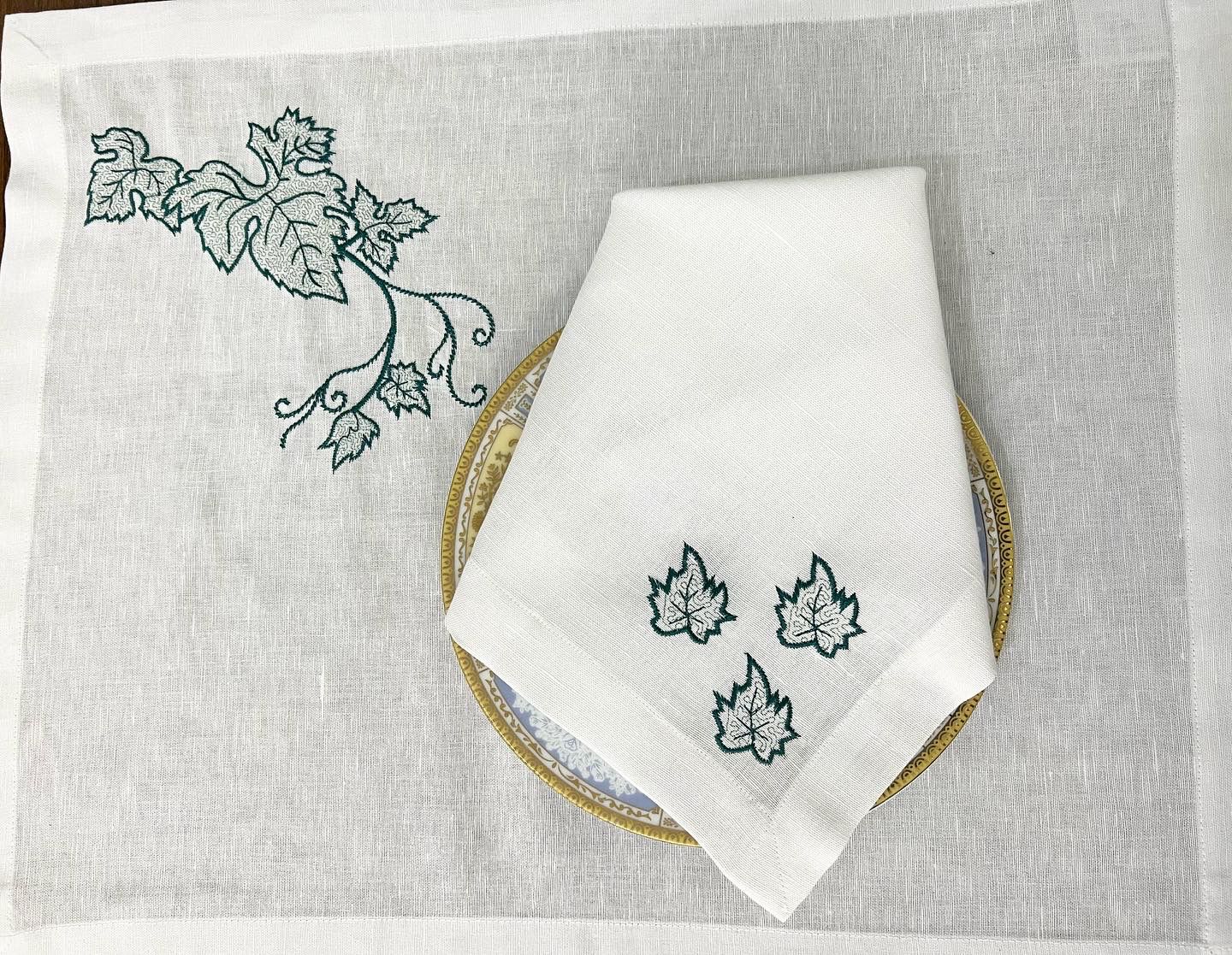 Tree Luxury Embroidered Table Linen Collection – 100% Egyptian Cotton & Linen
