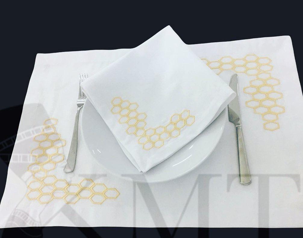 Bee Luxury Embroidered Table Linen Collection – 100% Egyptian Cotton & Linen