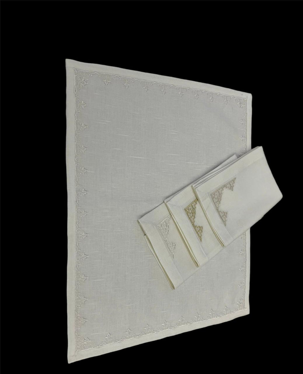 Motif Luxury Embroidered Table Linen Collection – 100% Egyptian Cotton & Linen