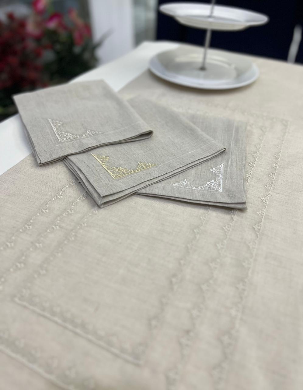 Motif Luxury Embroidered Table Linen Collection – 100% Egyptian Cotton & Linen
