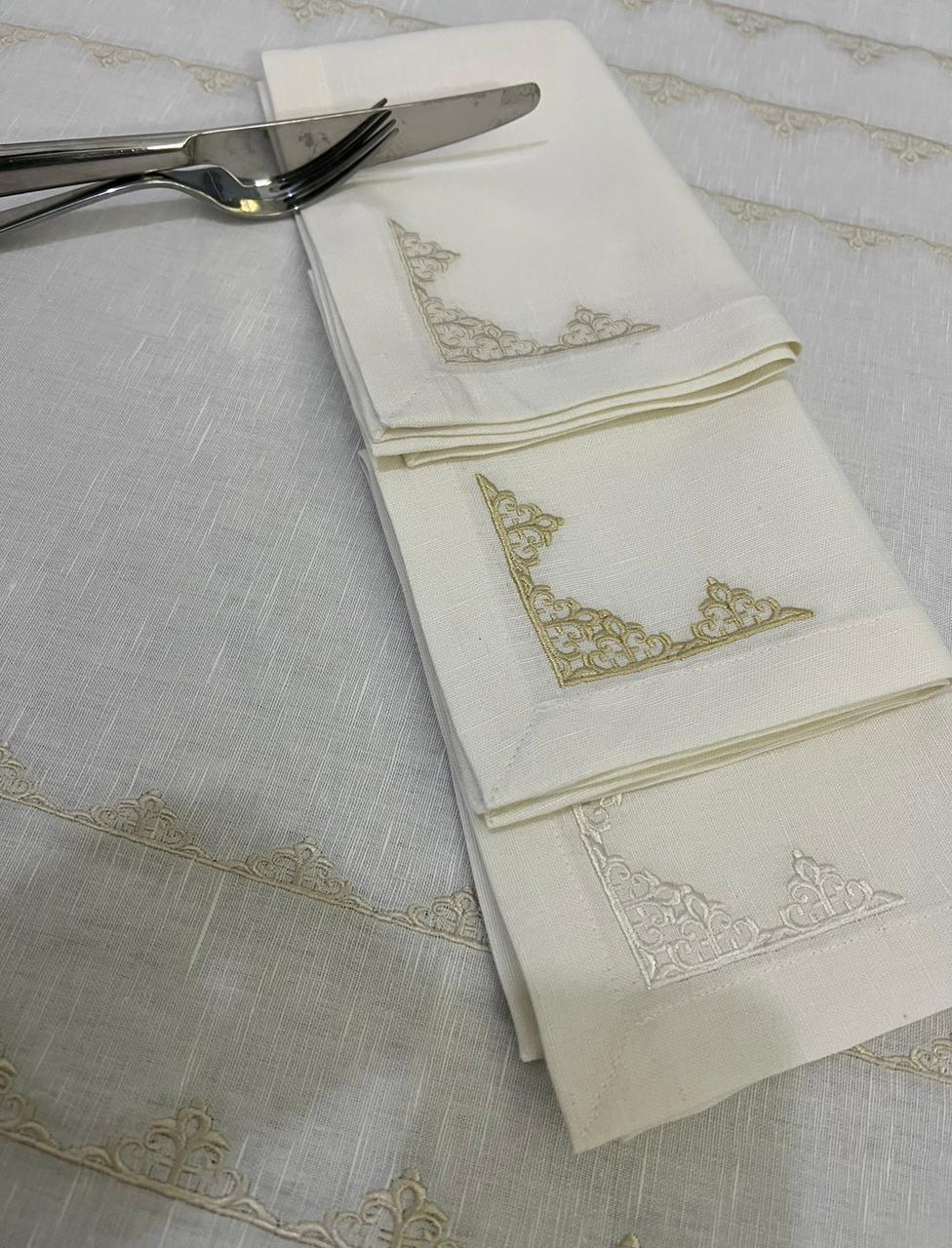 Motif Luxury Embroidered Table Linen Collection – 100% Egyptian Cotton & Linen