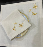 Yellow Luxury Embroidered Table Linen Collection – 100% Egyptian Cotton & Linen