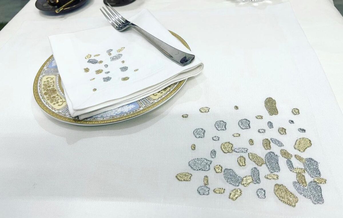 Dots Luxury Embroidered Table Linen Collection – 100% Egyptian Cotton & Linen