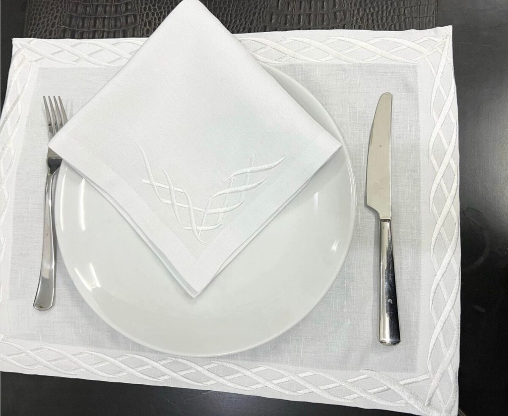 Border Luxury Embroidered Table Linen Collection – 100% Egyptian Cotton & Linen