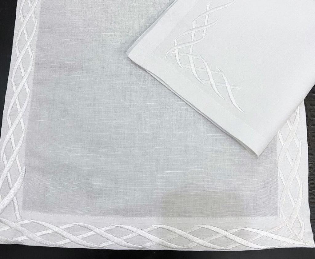 Border Luxury Embroidered Table Linen Collection – 100% Egyptian Cotton & Linen