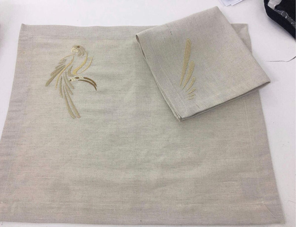 Parrot Luxury Embroidered Table Linen Collection – 100% Egyptian Cotton & Linen