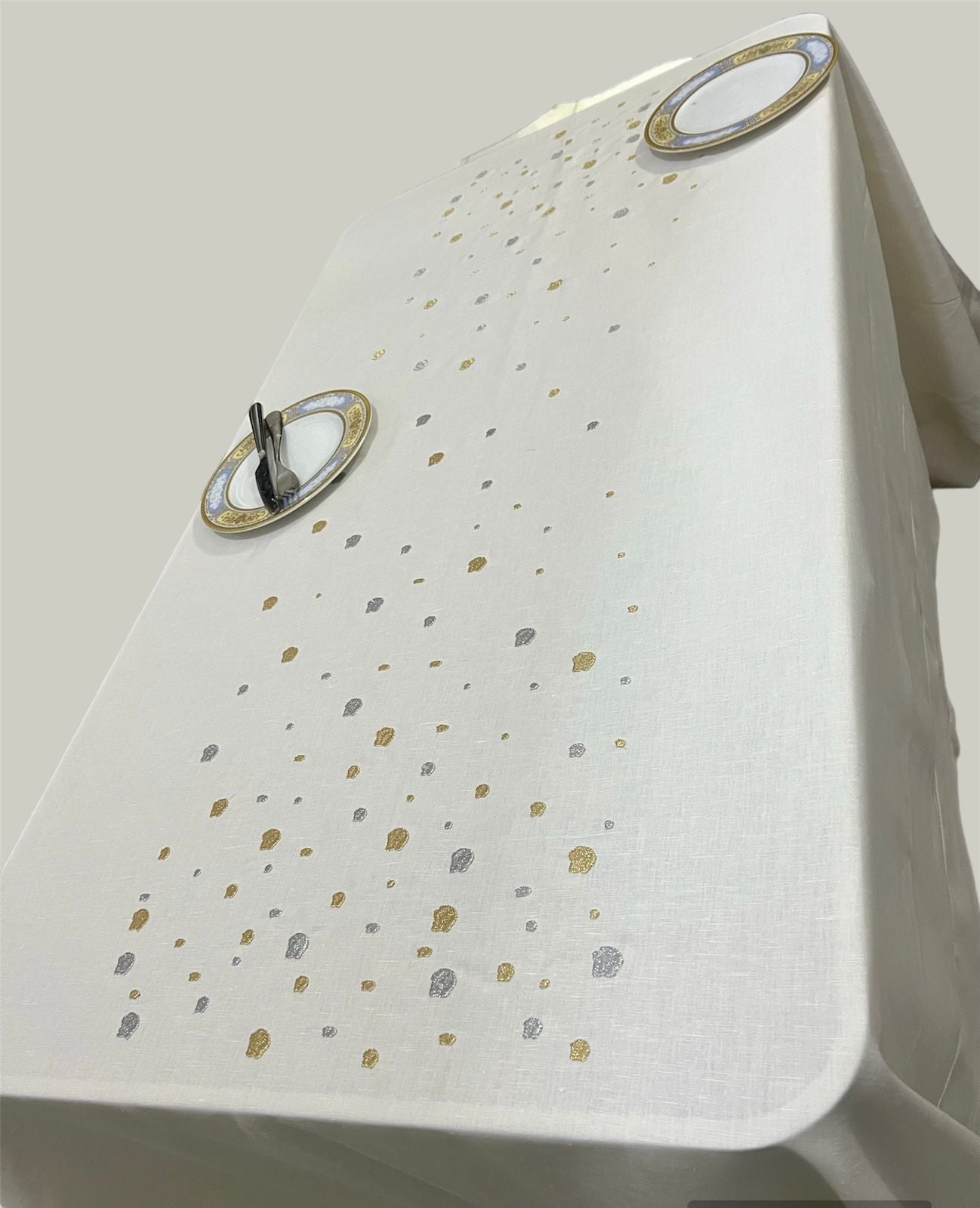 Dots Luxury Embroidered Table Linen Collection – 100% Egyptian Cotton & Linen