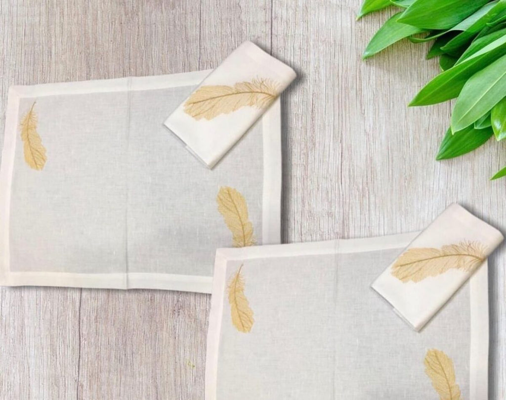 Feather Luxury Embroidered Table Linen Collection – 100% Egyptian Cotton & Linen