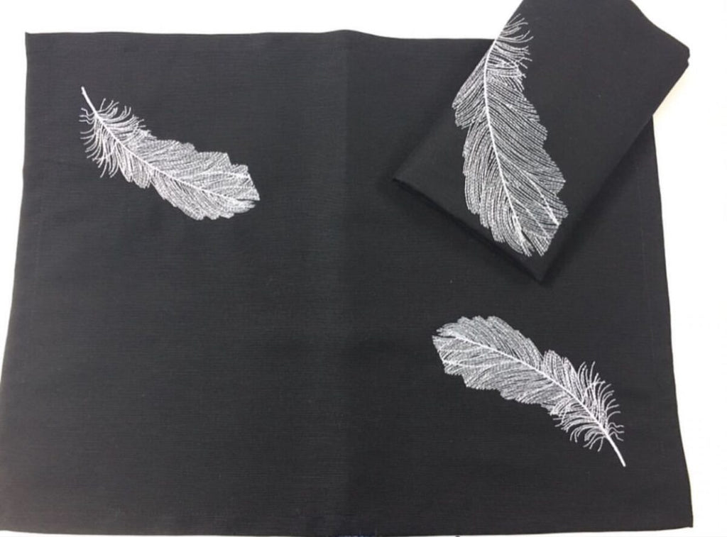 Feather Luxury Embroidered Table Linen Collection – 100% Egyptian Cotton & Linen