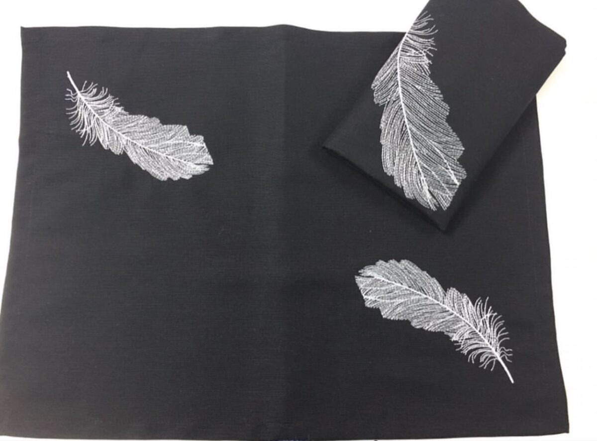 Feather Luxury Embroidered Table Linen Collection – 100% Egyptian Cotton & Linen