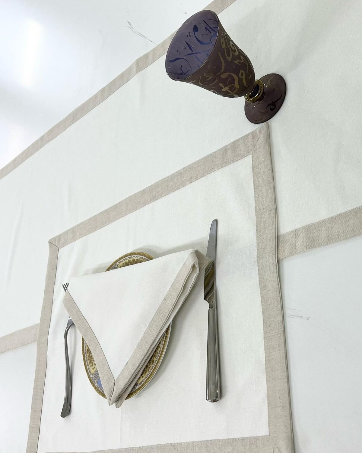 Sara Luxury Embroidered Table Linen Collection – 100% Egyptian Cotton & Linen
