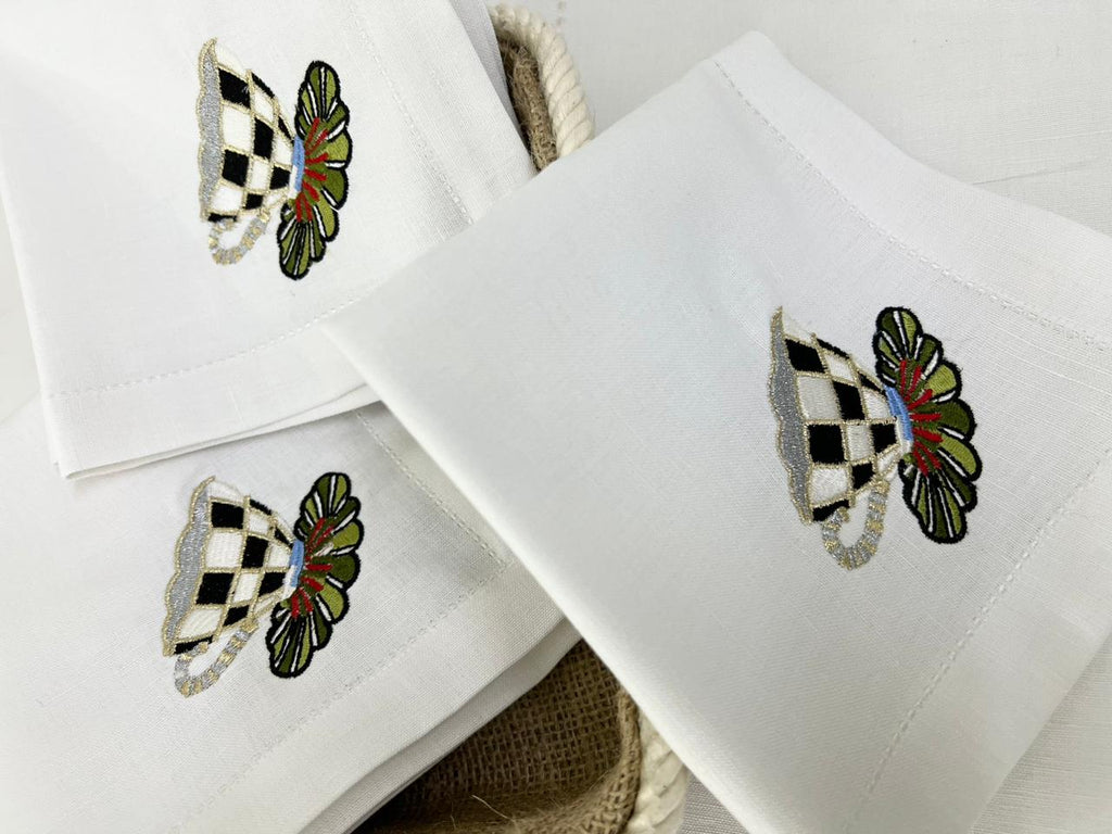 Tea Cup Luxury Embroidered Table Linen Collection – 100% Egyptian Cotton & Linen