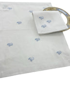 Single Motif Luxury Embroidered Table Linen Collection – 100% Egyptian Cotton & Linen