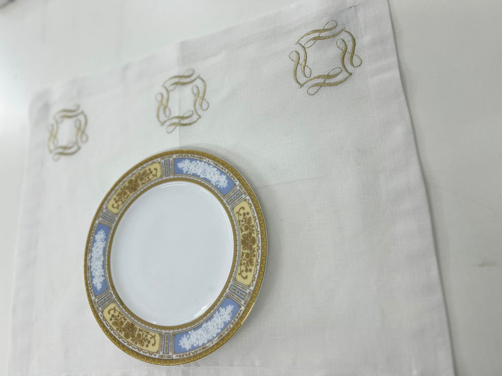 Sqouer Motif Luxury Embroidered Table Linen Collection – 100% Egyptian Cotton & Linen