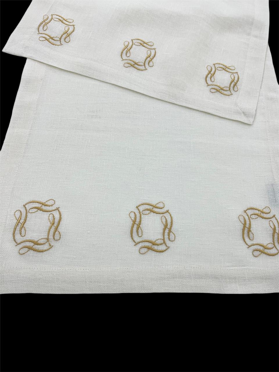 Sqouer Motif Luxury Embroidered Table Linen Collection – 100% Egyptian Cotton & Linen