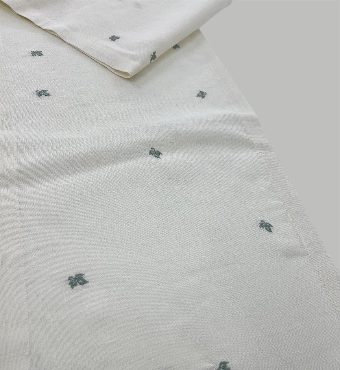 Leaf Motif Luxury Embroidered Table Linen Collection – 100% Egyptian Cotton & Linen