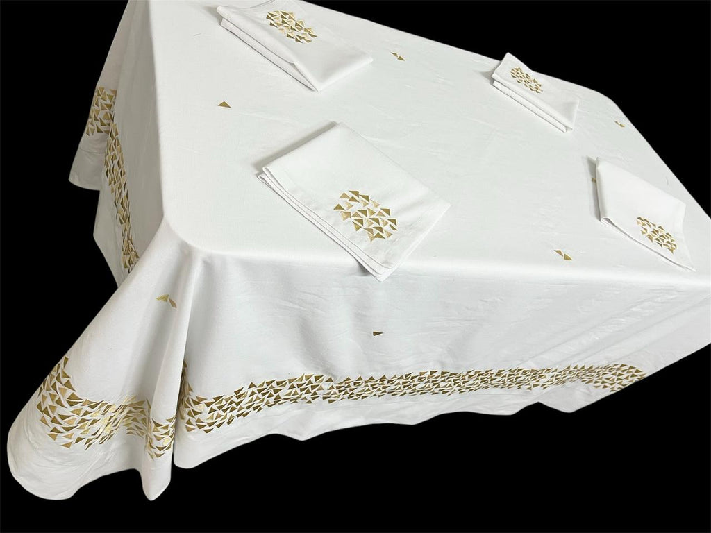 Triangles Luxury Embroidered Table Linen Collection – 100% Egyptian Cotton & Linen