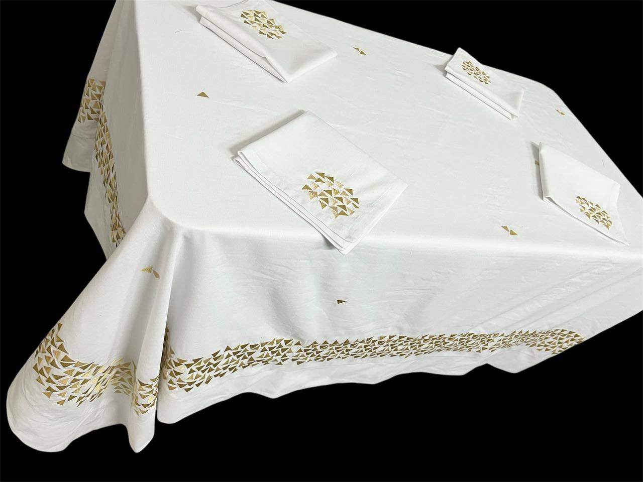 Triangles Luxury Embroidered Table Linen Collection – 100% Egyptian Cotton & Linen