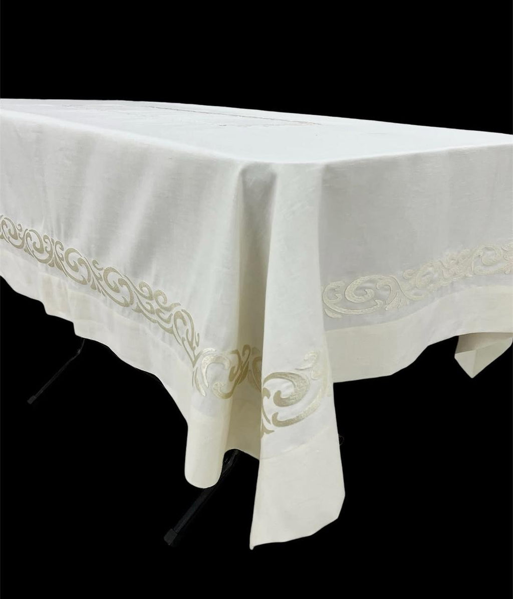 Kenr Luxury Embroidered Table Linen Collection – 100% Egyptian Cotton & Linen