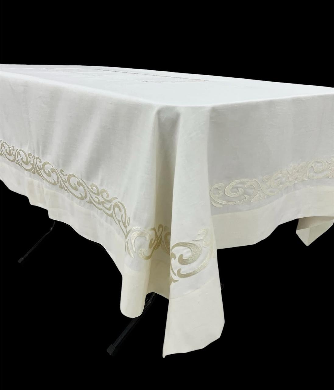 Kenr Luxury Embroidered Table Linen Collection – 100% Egyptian Cotton & Linen