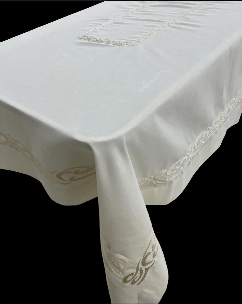 Kenr Luxury Embroidered Table Linen Collection – 100% Egyptian Cotton & Linen