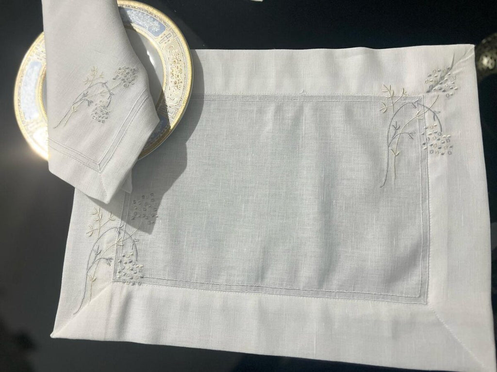 Sample Flower Luxury Embroidered Table Linen Collection – 100% Egyptian Cotton & Linen