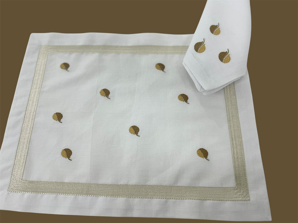 Leaf Luxury Embroidered Table Linen Collection – 100% Egyptian Cotton & Linen