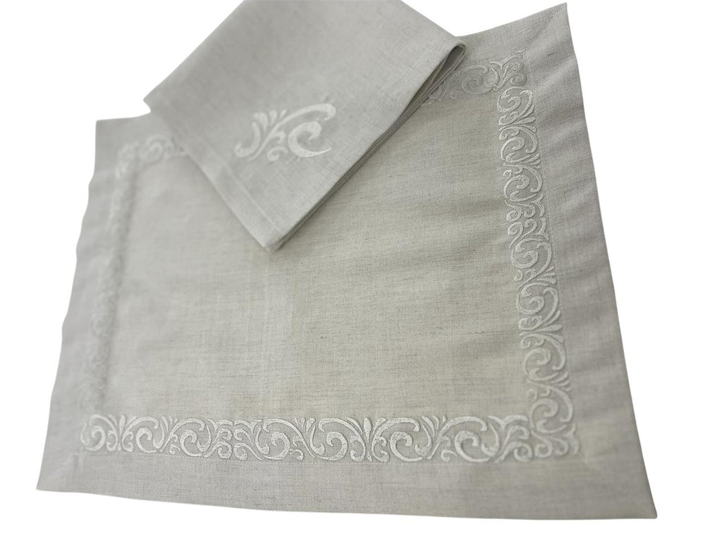 Knar Luxury Embroidered Table Linen Collection – 100% Egyptian Cotton & Linen