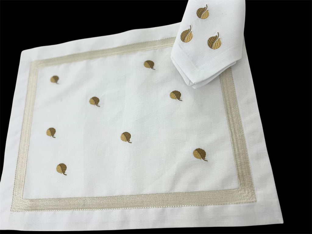 Leaf Luxury Embroidered Table Linen Collection – 100% Egyptian Cotton & Linen
