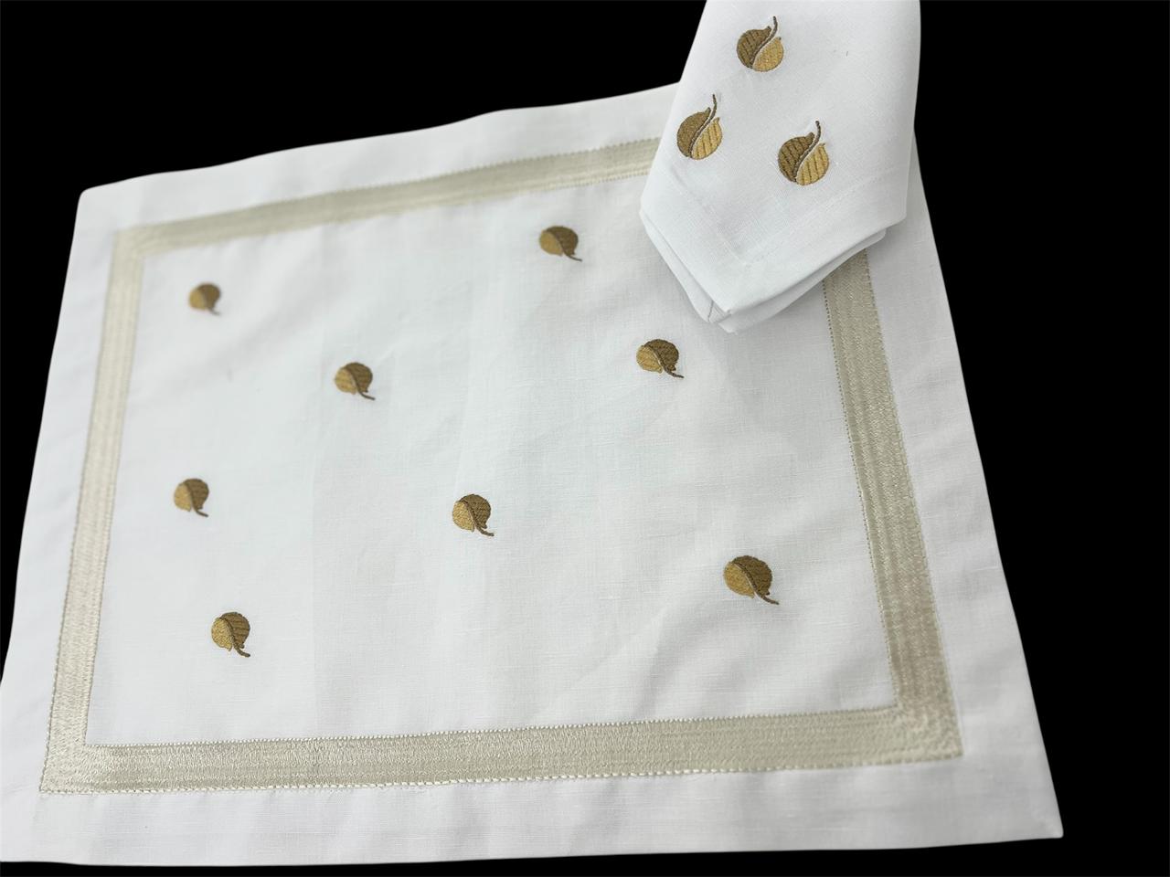 Leaf Luxury Embroidered Table Linen Collection – 100% Egyptian Cotton & Linen