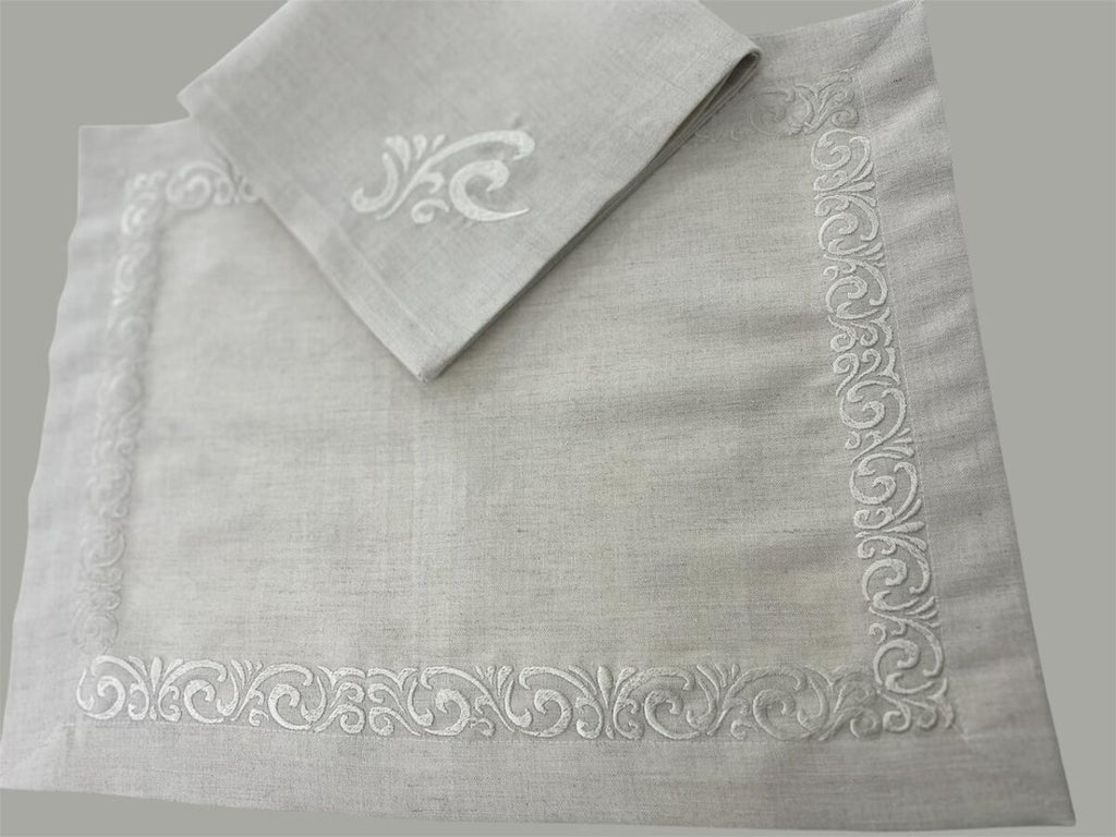 Knar Luxury Embroidered Table Linen Collection – 100% Egyptian Cotton & Linen