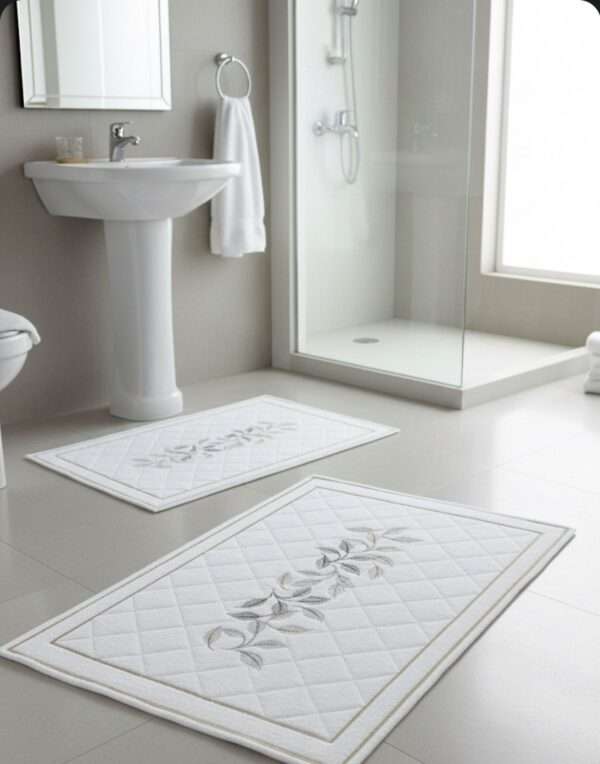 Luxury Embroidered Egyptian Cotton Towel & Bath Mat Set