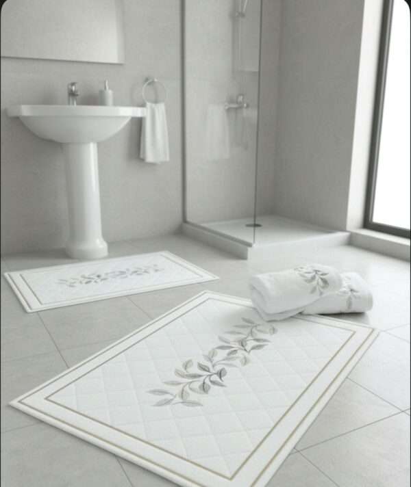 Luxury Embroidered Egyptian Cotton Towel & Bath Mat Set